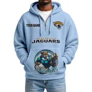Jacksonville Jaguars x Quarter Zip Waffle Knit Hoodie Custom Your Name