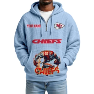 Kansas City Chiefs x Quarter Zip Waffle Knit Hoodie Custom Your Name