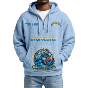 Los Angeles Chargers x Quarter Zip Waffle Knit Hoodie Custom Your Name