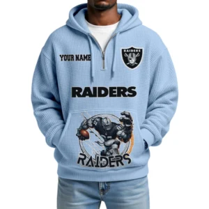 Las Vegas Raiders x Quarter Zip Waffle Knit Hoodie Custom Your Name