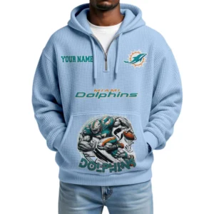 Miami Dolphins x Quarter Zip Waffle Knit Hoodie Custom Your Name