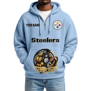 Pittsburgh Steelers x Quarter Zip Waffle Knit Hoodie Custom Your Name