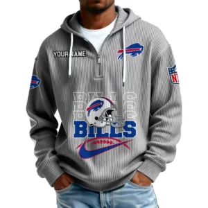 Buffalo Bills Men's Corduroy Quarter-Zip Hoodie Customize Name