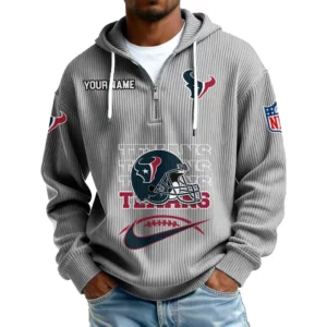 Houston Texans Men's Corduroy Quarter-Zip Hoodie Customize Name