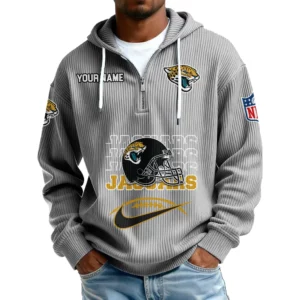 Jacksonville Jaguars Men's Corduroy Quarter-Zip Hoodie Customize Name