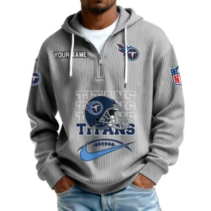 Tennessee Titans Men's Corduroy Quarter-Zip Hoodie Customize Name