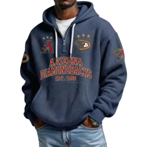 Arizona Diamondbacks Men's Quarter Zip Waffle Knit Hoodie 2026 Limited