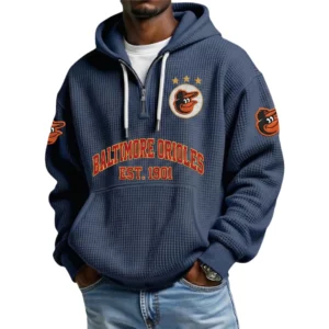 Baltimore Orioles Men's Quarter Zip Waffle Knit Hoodie 2026 Limited