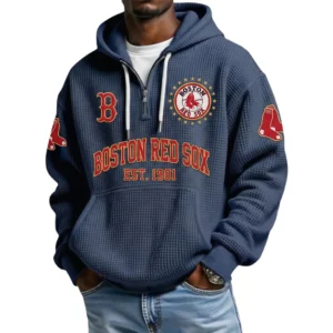 Boston Red Sox Men's Quarter Zip Waffle Knit Hoodie 2026 Limited