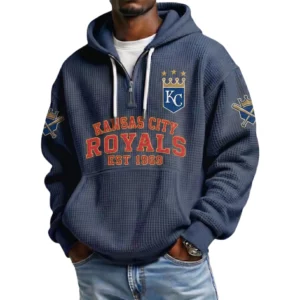 Kansas City Royals Men's Quarter Zip Waffle Knit Hoodie 2026 Limited