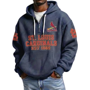 St. Louis Cardinals Men's Quarter Zip Waffle Knit Hoodie 2026 Limited