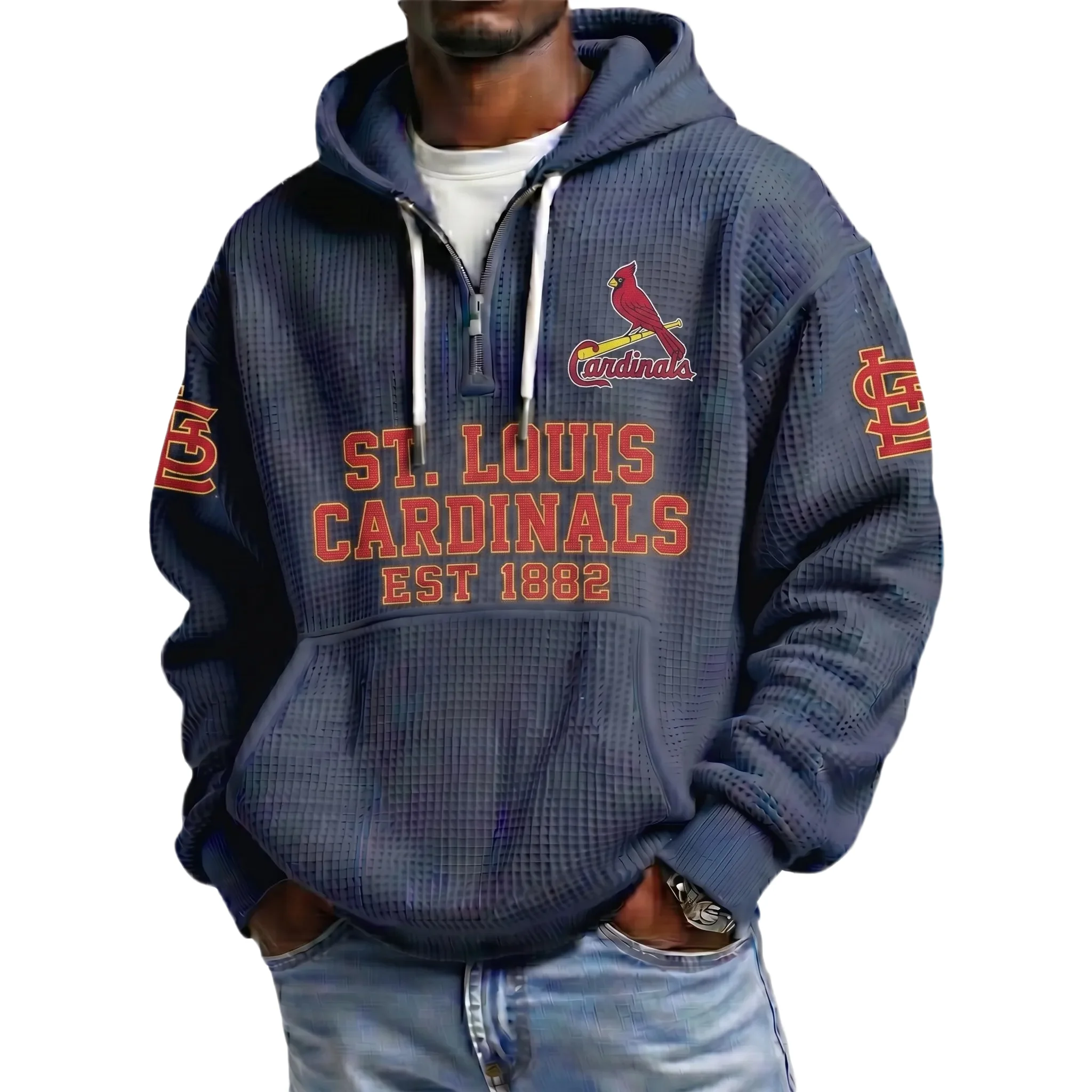 St. Louis Cardinals Men's Quarter Zip Waffle Knit Hoodie 2026 Limited St. Louis Cardinals Men's Quarter Zip Waffle Knit Hoodie 2026 Limited