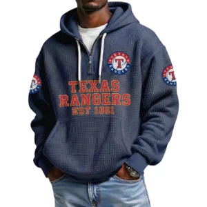 Texas Rangers Men's Quarter Zip Waffle Knit Hoodie 2026 Limited