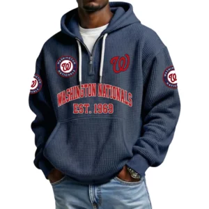 Washington Nationals Men's Quarter Zip Waffle Knit Hoodie 2026 Limited